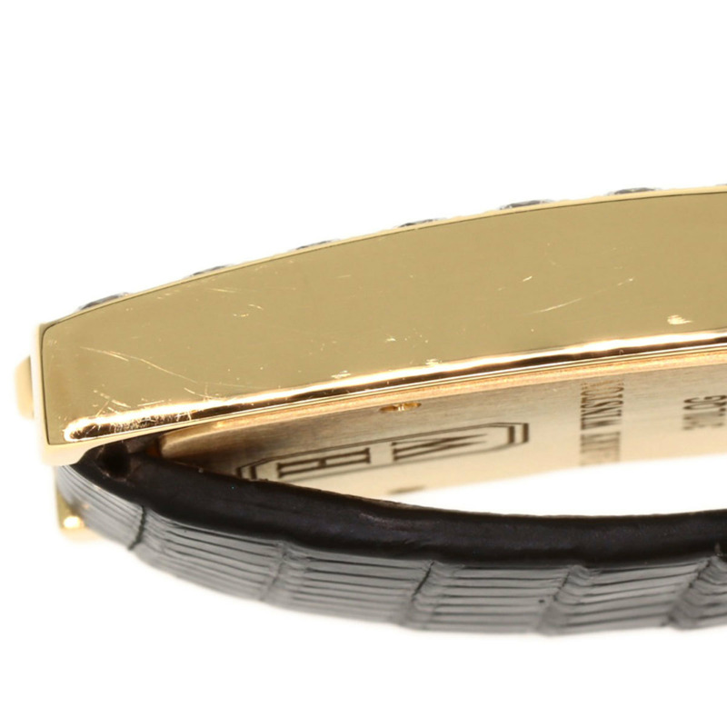 Harry Winston 310LQG Avenue 經典腕錶,18K黃金,皮革錶帶,鑲鑽,女士款-17