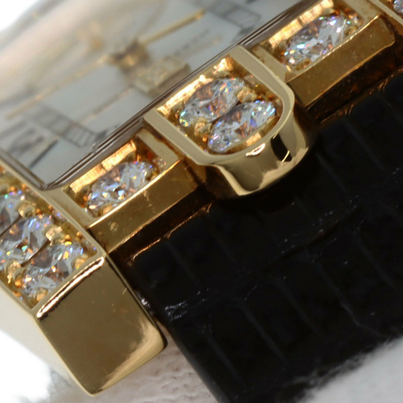 Harry Winston 310LQG Avenue 經典腕錶,18K黃金,皮革錶帶,鑲鑽,女士款-21