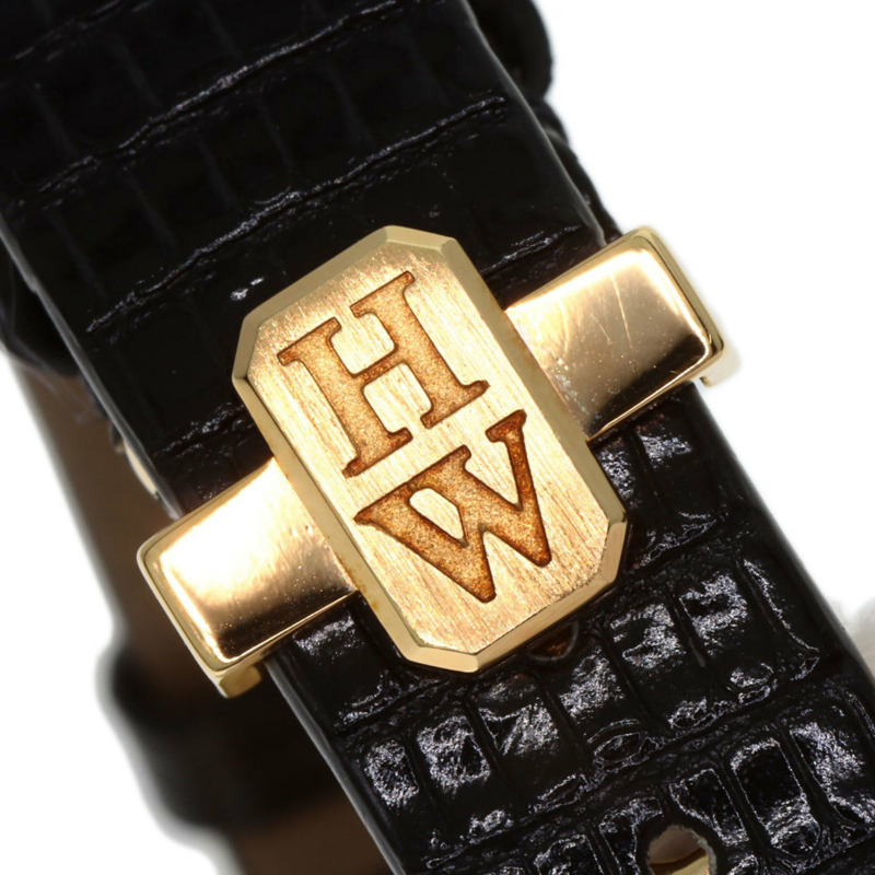 Harry Winston 310LQG Avenue 經典腕錶,18K黃金,皮革錶帶,鑲鑽,女士款-25