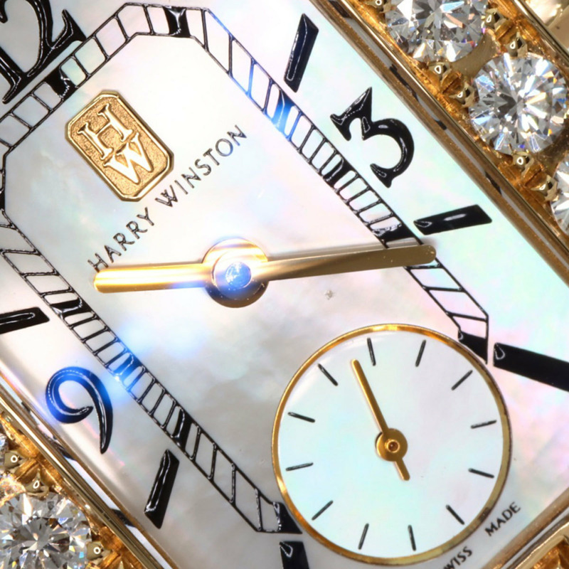 Harry Winston 310LQG Avenue 經典腕錶,18K黃金,皮革錶帶,鑲鑽,女士款-30