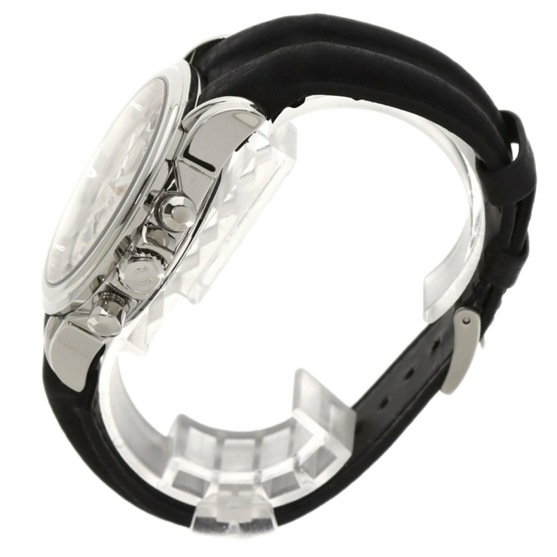 歐米茄碟飛系列計時同軸日期腕錶，不鏽鋼和皮革錶帶，男士，20230410-1