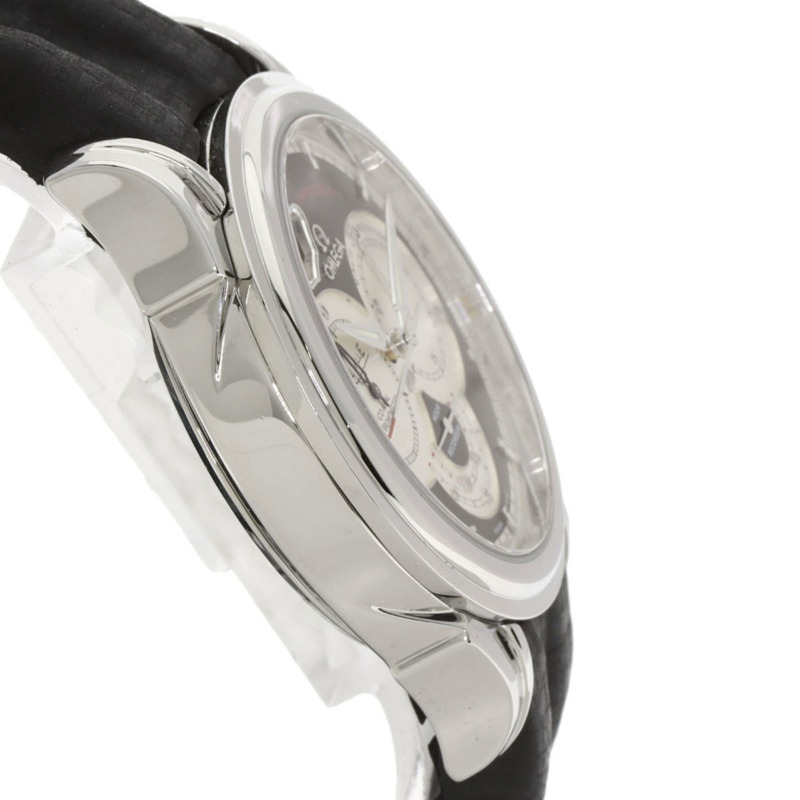 歐米茄碟飛系列計時同軸日期腕錶，不鏽鋼和皮革錶帶，男士，20230410-5