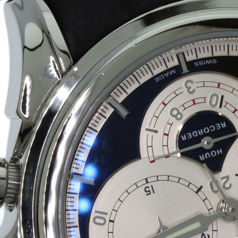 歐米茄碟飛系列計時同軸日期腕錶，不鏽鋼和皮革錶帶，男士，20230410-22