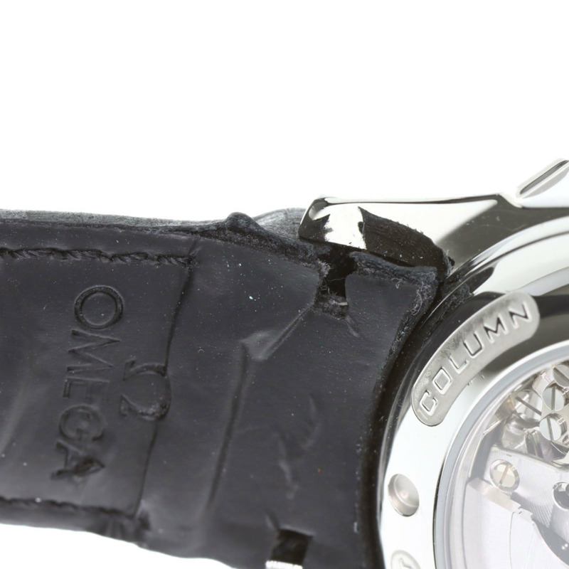 歐米茄碟飛系列計時同軸日期腕錶，不鏽鋼和皮革錶帶，男士，20230410-25