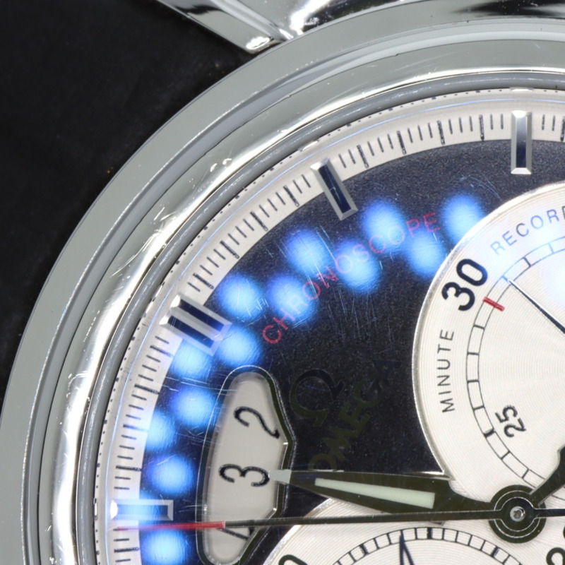 歐米茄碟飛系列計時同軸日期腕錶，不鏽鋼和皮革錶帶，男士，20230410-30