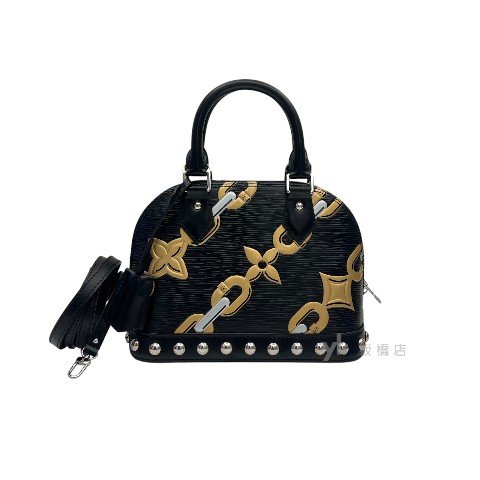 LV包包 黑EPI水波紋金鍊花卉Alma BB-0