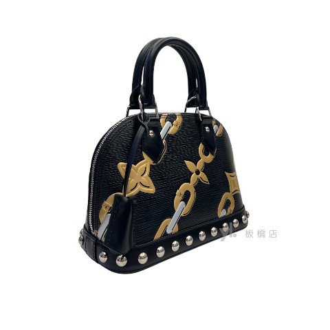 LV包包 黑EPI水波紋金鍊花卉Alma BB-1