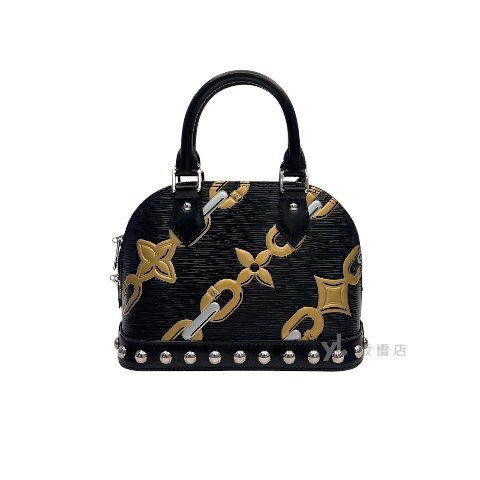 LV包包 黑EPI水波紋金鍊花卉Alma BB-3