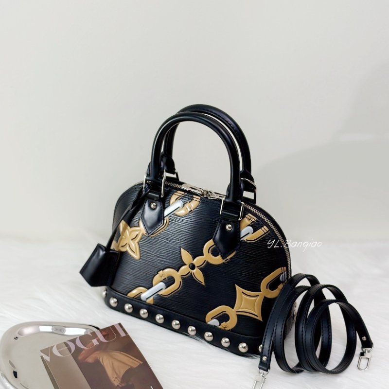 LV 黑EPI水波紋金鍊花卉Alma BB-0