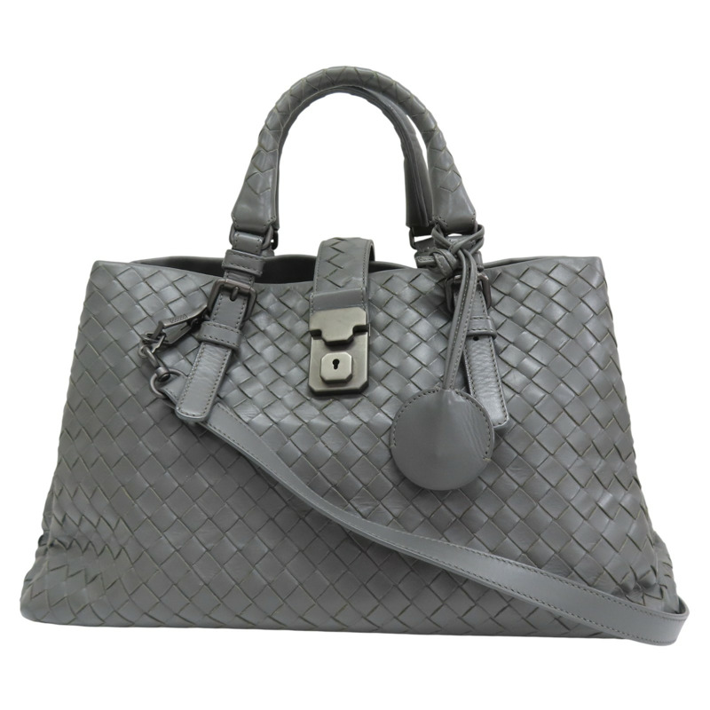灰色 羊皮編織 Roma small 兩用包【BOTTEGA VENETA BV 寶緹嘉】-0