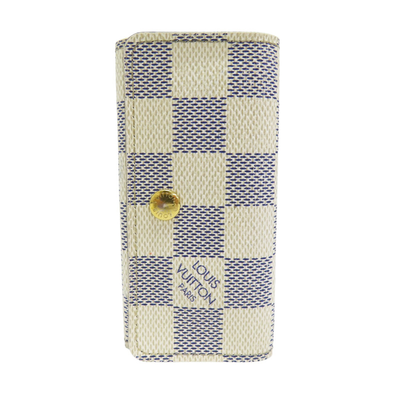 白色 棋盤格 PVC塗層帆布 鑰匙包 (有燙字)【LOUIS VUITTON LV 路易威登】 N60020-0