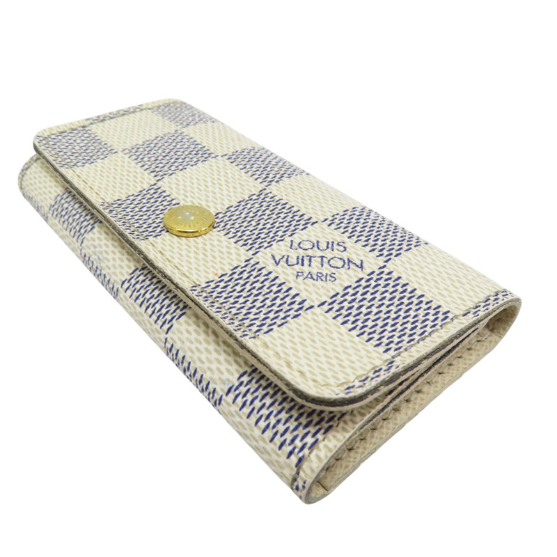 白色 棋盤格 PVC塗層帆布 鑰匙包 (有燙字)【LOUIS VUITTON LV 路易威登】 N60020-2