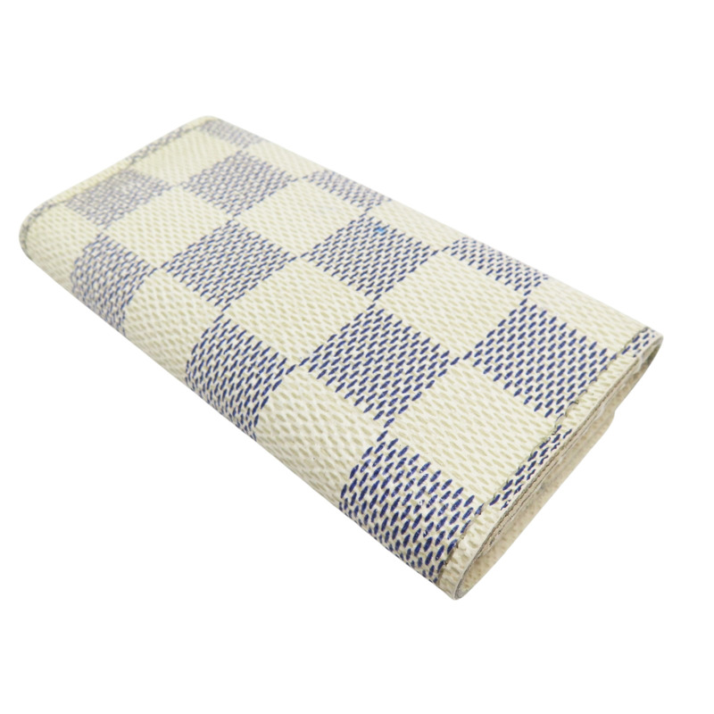 白色 棋盤格 PVC塗層帆布 鑰匙包 (有燙字)【LOUIS VUITTON LV 路易威登】 N60020-3