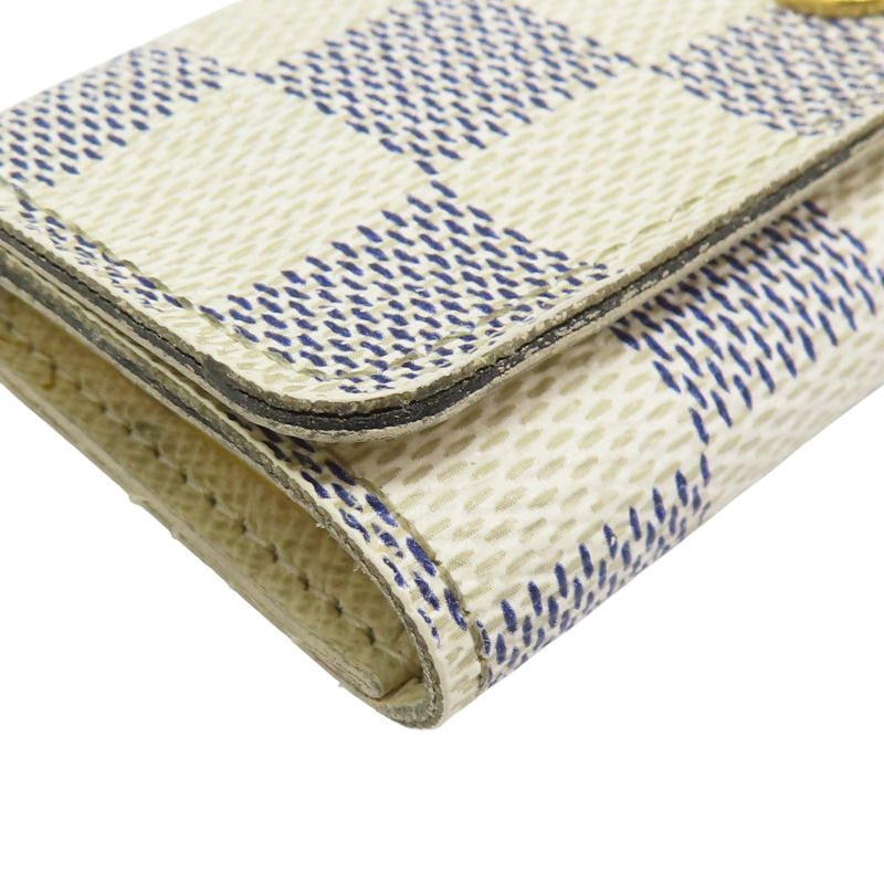 白色 棋盤格 PVC塗層帆布 鑰匙包 (有燙字)【LOUIS VUITTON LV 路易威登】 N60020-7