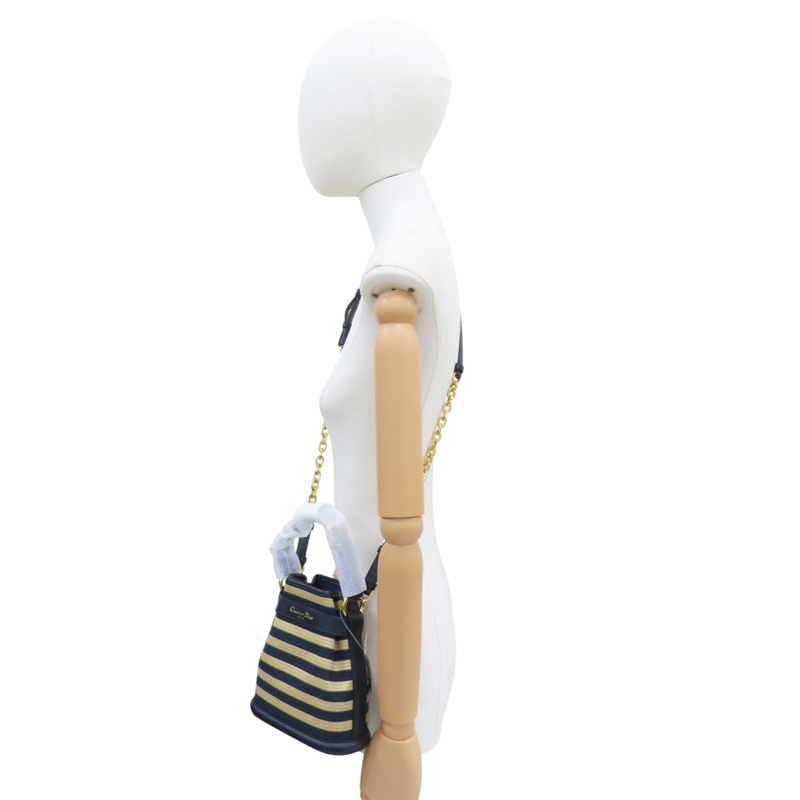 藍/米色條紋 帆布 兩用包【Dior 迪奧 】-7