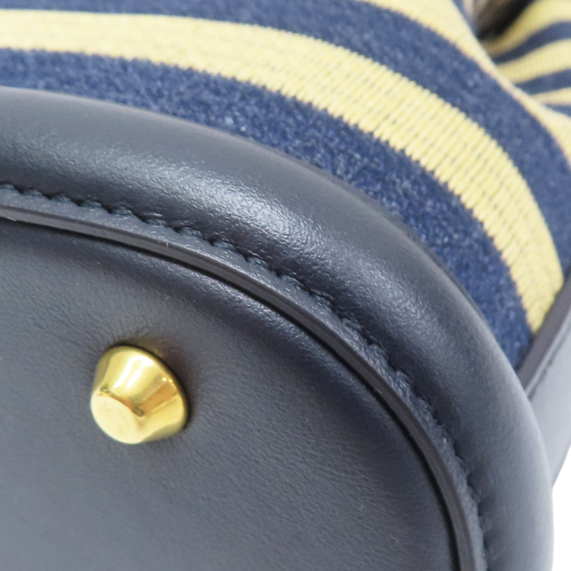 藍/米色條紋 帆布 兩用包【Dior 迪奧 】-10