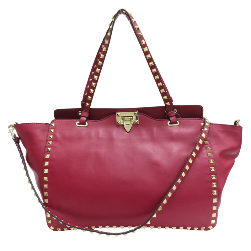 紅色 牛皮 鉚釘 Rockstud 兩用包【Valentino 范倫鐵諾】-0