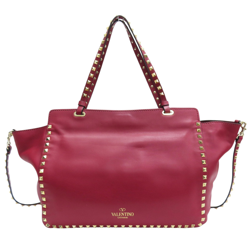 紅色 牛皮 鉚釘 Rockstud 兩用包【Valentino 范倫鐵諾】-1