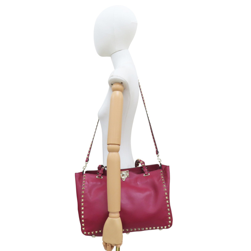 紅色 牛皮 鉚釘 Rockstud 兩用包【Valentino 范倫鐵諾】-7