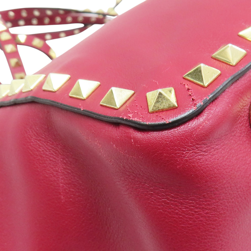 紅色 牛皮 鉚釘 Rockstud 兩用包【Valentino 范倫鐵諾】-11