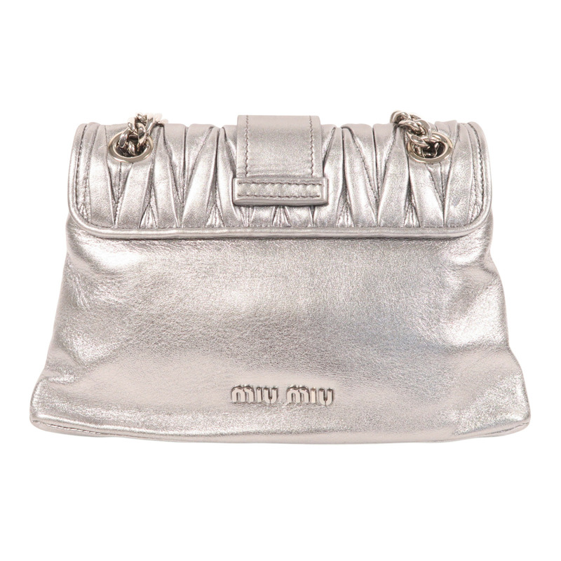 銀色 Matelasse皮革 肩背包【MIU MIU 繆繆】 5BD100-1