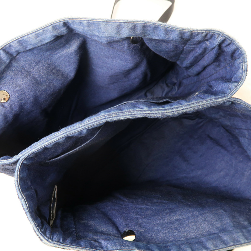 深藍色 帆布 Amedaba 肩背包 銀扣【HERMES 愛馬仕】-9