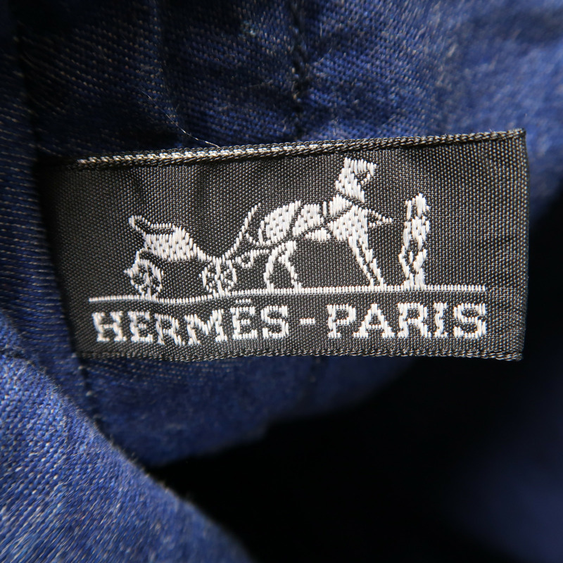 深藍色 帆布 Amedaba 肩背包 銀扣【HERMES 愛馬仕】-10