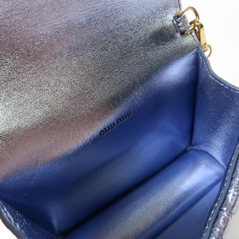 藍色 牛皮 鏈帶 肩背包【MIU MIU 繆繆】-4