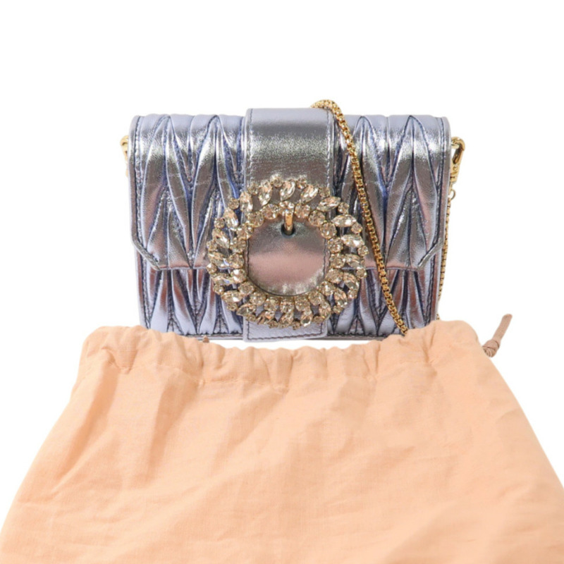 藍色 牛皮 鏈帶 肩背包【MIU MIU 繆繆】-10