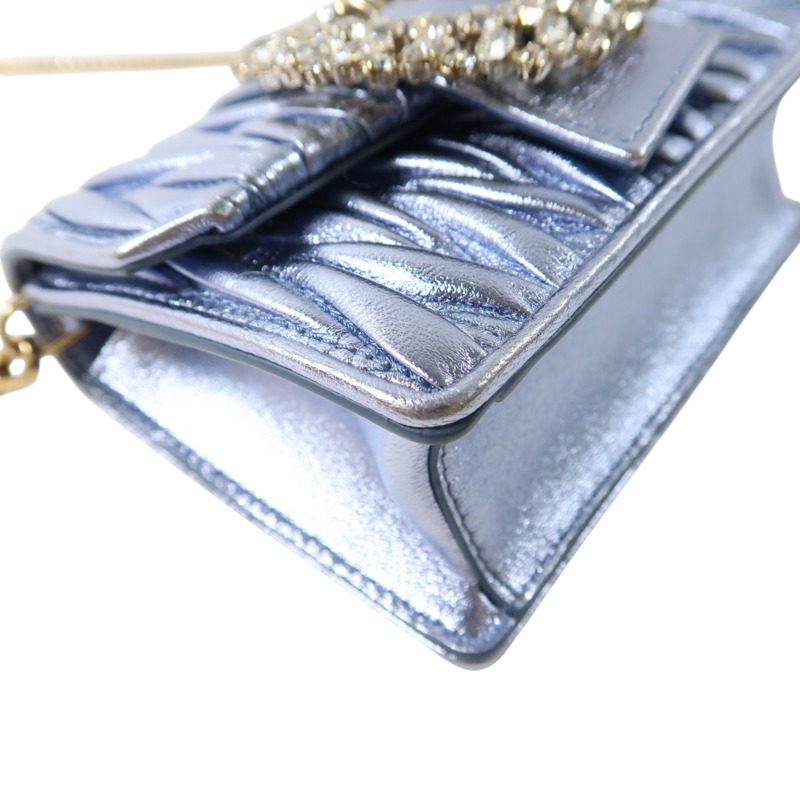 藍色 牛皮 鏈帶 肩背包【MIU MIU 繆繆】-15