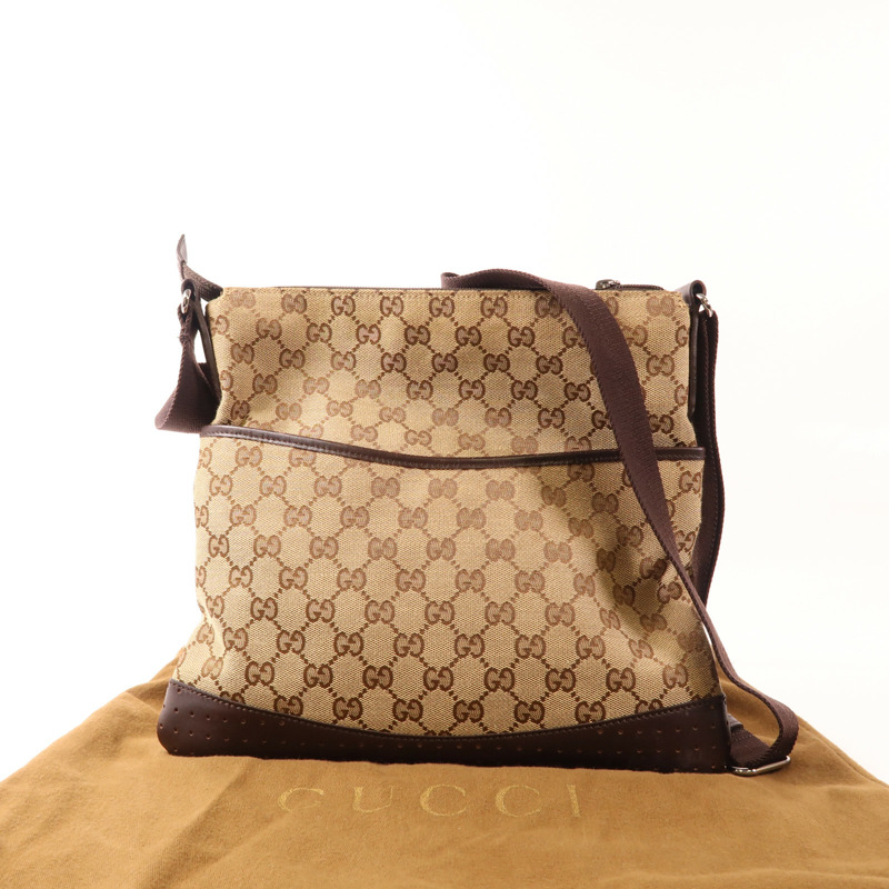 烏木色 緹花帆布 肩背包【GUCCI 古馳】 145857/2125-8