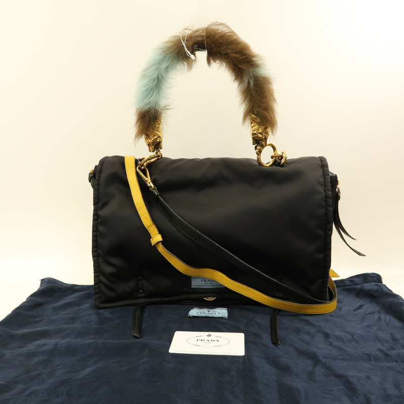 黑色 尼龍帆布 Etiquette 兩用包【PRADA 普拉達】 1BD088-7