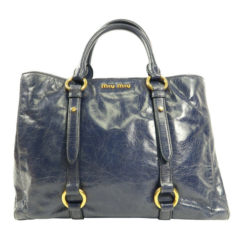 藍色 牛皮 手提包【MIU MIU 繆繆】