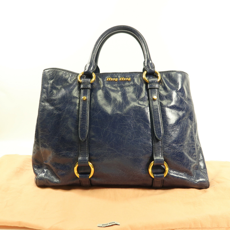 藍色 牛皮 手提包【MIU MIU 繆繆】-8