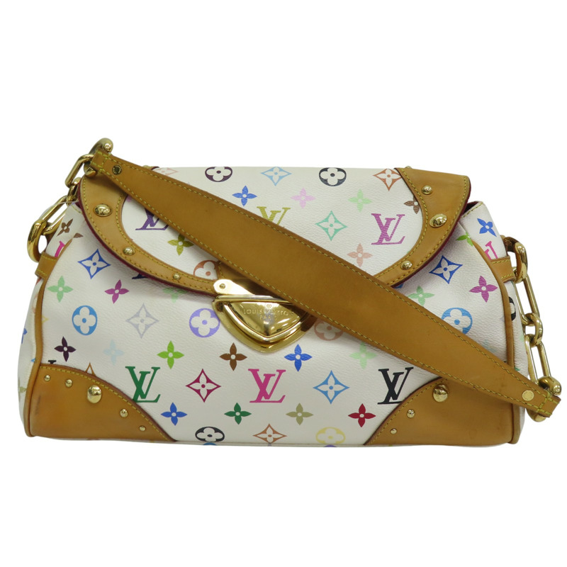 白彩 PVC帆布 Beverly MM 肩背包【LOUIS VUITTON LV 路易威登】 M40203-0