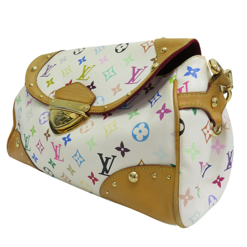 白彩 PVC帆布 Beverly MM 肩背包【LOUIS VUITTON LV 路易威登】 M40203-2