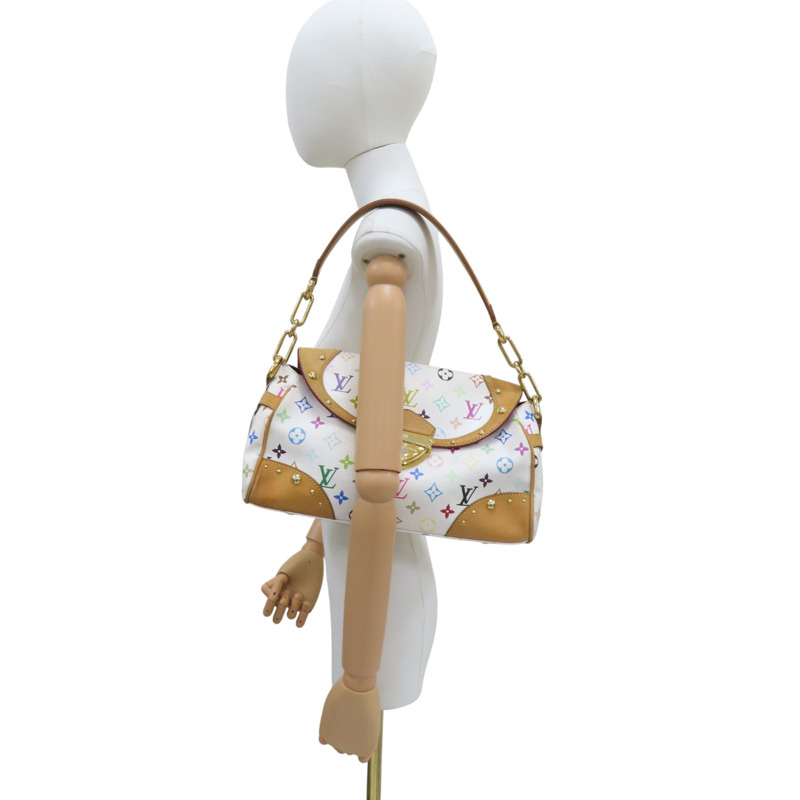 白彩 PVC帆布 Beverly MM 肩背包【LOUIS VUITTON LV 路易威登】 M40203-6