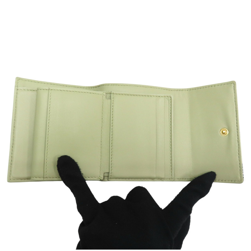 灰/藍色 格紋帆布 金扣 三折短夾 8086005【BURBERRY 巴寶莉】 8086005-5