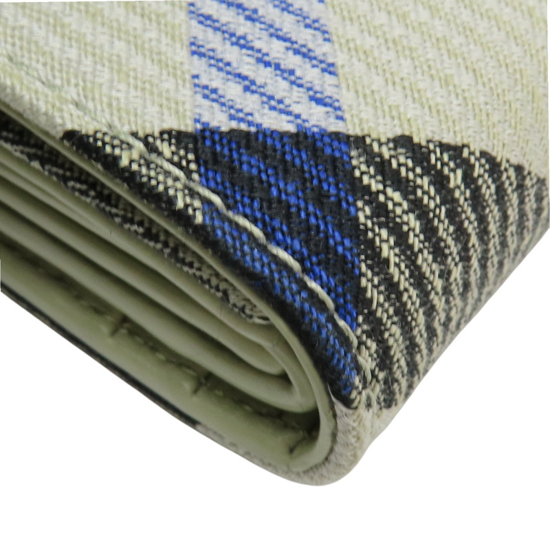 灰/藍色 格紋帆布 金扣 三折短夾 8086005【BURBERRY 巴寶莉】 8086005-10