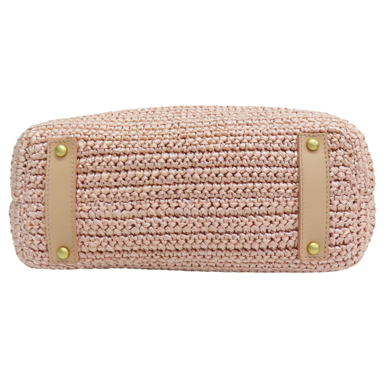 粉色 籐編織 手提包 金釦【CHANEL 香奈兒】-4