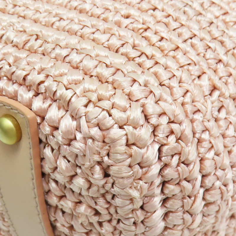 粉色 籐編織 手提包 金釦【CHANEL 香奈兒】-15