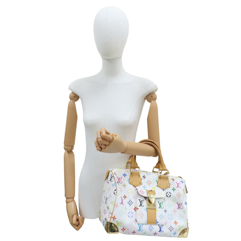 白彩 帆布 Speedy30 手提包【LOUIS VUITTON LV 路易威登】 M92643-7