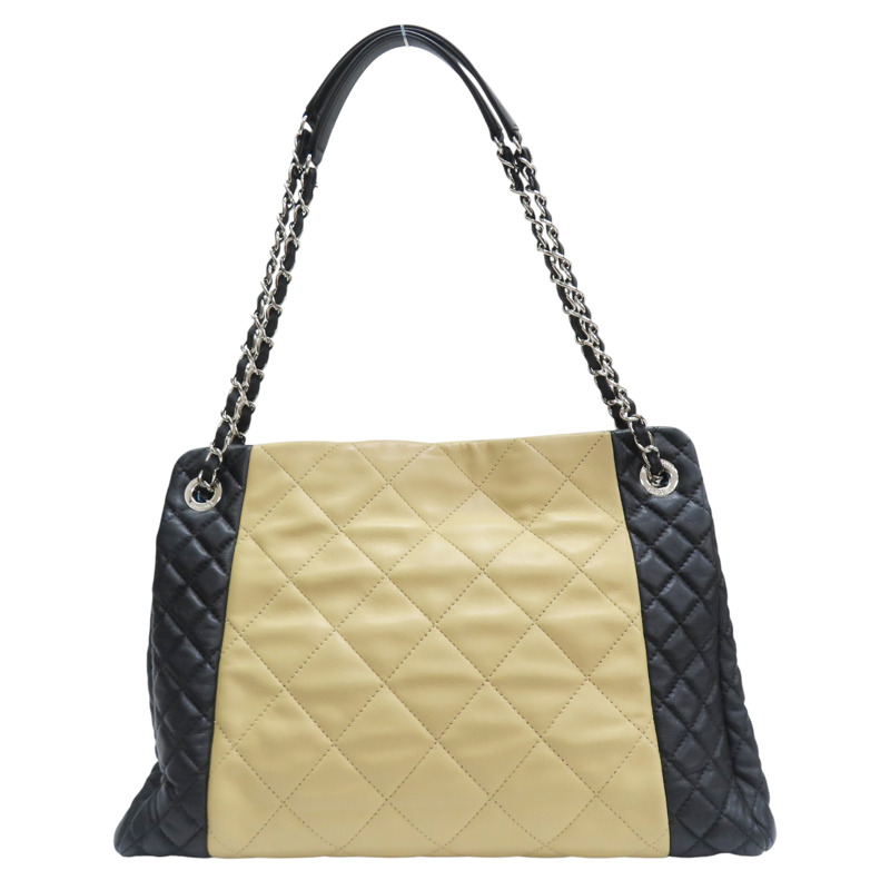 黑杏雙色 羊皮 肩背包 銀釦【CHANEL 香奈兒】-1