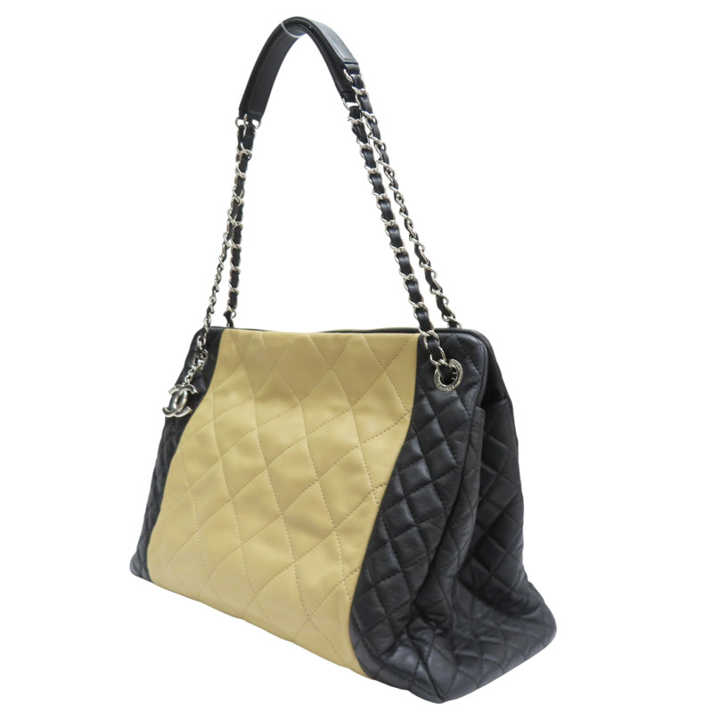 黑杏雙色 羊皮 肩背包 銀釦【CHANEL 香奈兒】-2