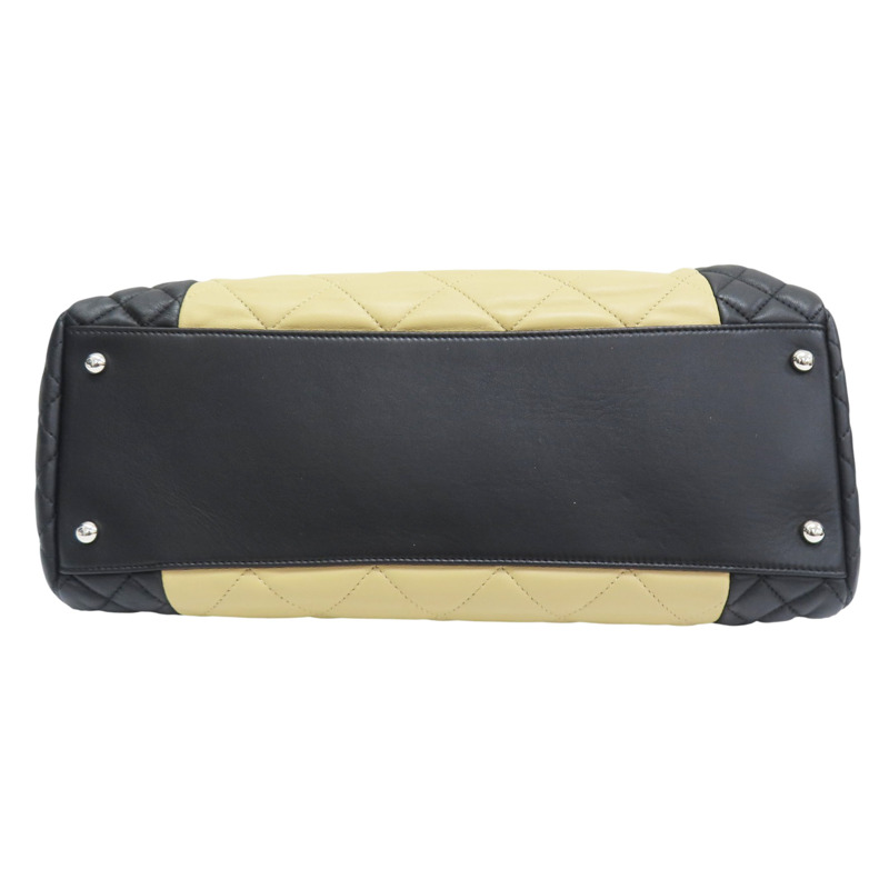 黑杏雙色 羊皮 肩背包 銀釦【CHANEL 香奈兒】-3