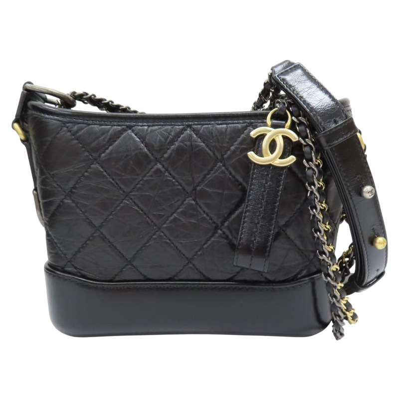 黑色 牛皮 Gabrielle 流浪包 鏈帶 肩背包【CHANEL 香奈兒】 A91810-0