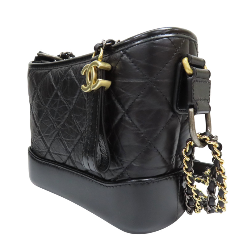 黑色 牛皮 Gabrielle 流浪包 鏈帶 肩背包【CHANEL 香奈兒】 A91810-2