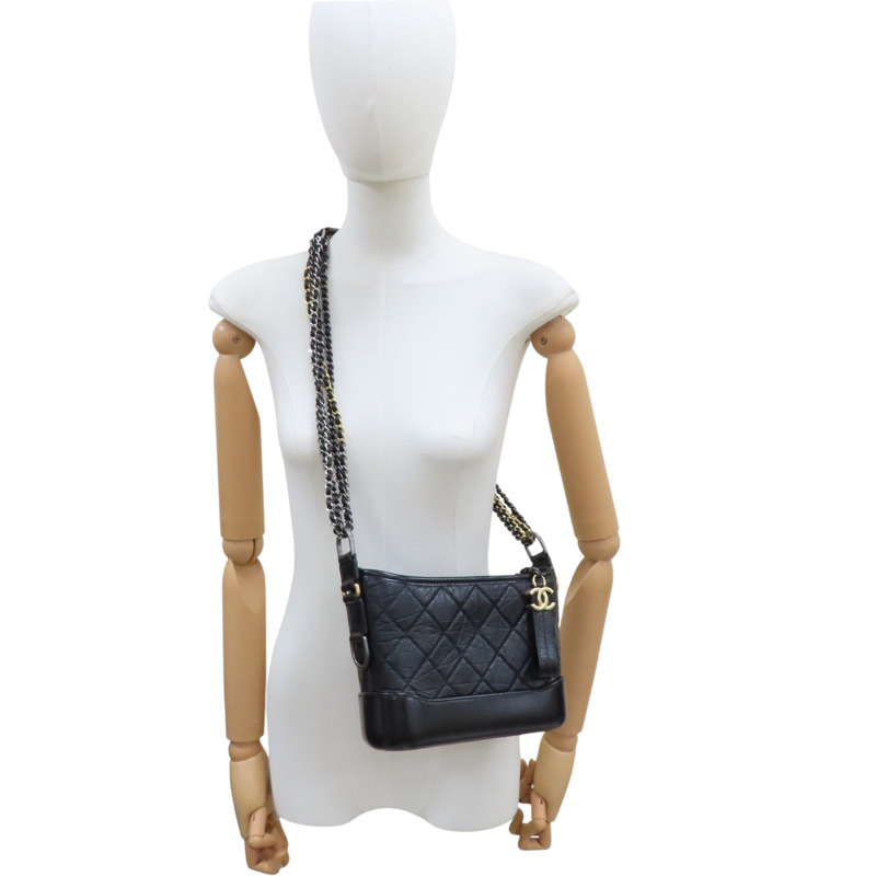 黑色 牛皮 Gabrielle 流浪包 鏈帶 肩背包【CHANEL 香奈兒】 A91810-7