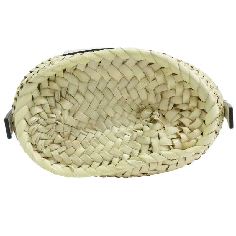 米色竹編 白色牛皮飾邊 肩背包【LOEWE 羅威】-3