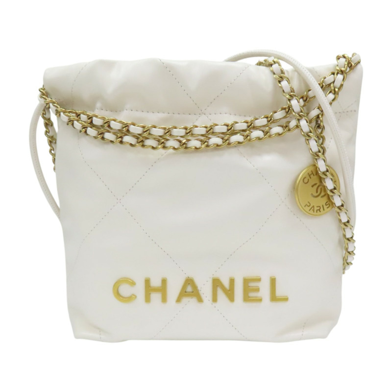 白色 菱格紋 牛皮 22 MINI 肩背包 AS3980【CHANEL 香奈兒】 AS3980-0